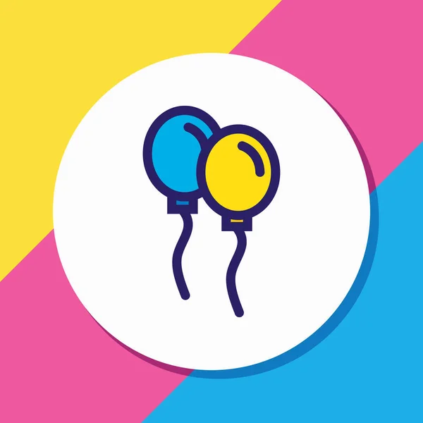 Ilustração vetorial de balões ícone colorido linha. Elemento de celebração bonita também pode ser usado como elemento ícone de hélio . —  Vetores de Stock