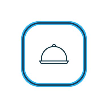 Çanak simgesi çizgi vektör Illustration. Güzel yemek öğesinin de tepsi simgesini öğesi olarak kullanılabilir.