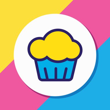 cupcake simge resmi satır renkli. Güzel olay öğesi de muffin simgesi öğesi olarak kullanılabilir.