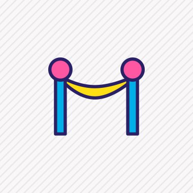 Bariyer halatı simge vektör çizim satırı renkli. Güzel film öğesi de sinema çit simgesi öğesi olarak kullanılabilir.