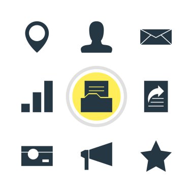 9 online simgeler vektör Illustration. Yıldız, Kullanıcı, kamera ve diğer simge öğeleri düzenlenebilir kümesi.