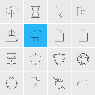 16 ağ kutsal kişilerin resmi çizgi stili vektör Illustration. Veritabanı, veri yükleme, düzenlenebilir kümesi çıkarmak dosya ve diğer simge öğeleri.