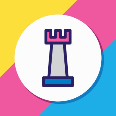 Satranç simge vektör çizim satırı renkli. Güzel yaşam tarzı öğesi de şekil kutsal kişilerin resmi öğesi olarak kullanılabilir.