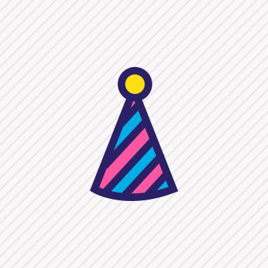 Palyaço kap simge vektör çizim satırı renkli. Güzel kutlamak öğe aynı zamanda kullanılabilir parti şapkası Icon öğesi olarak.