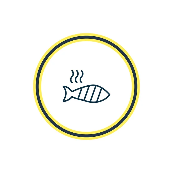 Ilustración vectorial de la línea de icono de pescado a la parrilla. Hermoso elemento marino también se puede utilizar como elemento icono de barbacoa . — Vector de stock