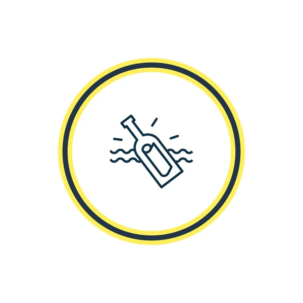 Illustrazione vettoriale della bottiglia con la linea dell'icona della nota. Bellissimo elemento navale può anche essere utilizzato come elemento icona di naufragio . — Vettoriale Stock