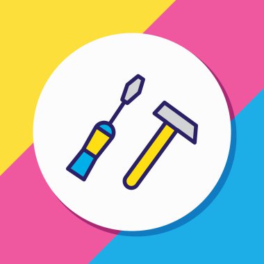 Marangozluk simge vektör çizim satırı renkli. Güzel eğlence öğesi de aracı simgesini öğesi olarak kullanılabilir.