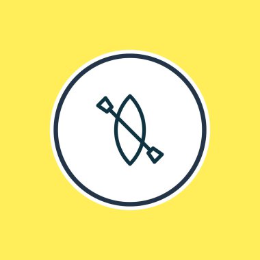 Kayık simgesi çizgi vektör Illustration. Güzel Turizm eleman da Kano simgesi öğesi olarak kullanılabilir.