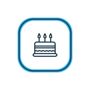 Pasta simgesi çizgi vektör Illustration. Güzel kutlama öğesi de Doğum günü tatlı simgesi öğesi olarak kullanılabilir.