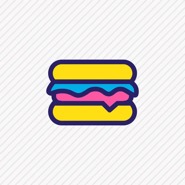 Vector illustration of burger icon colored line. Beautiful entertainment element also can be used as sandwich icon element.