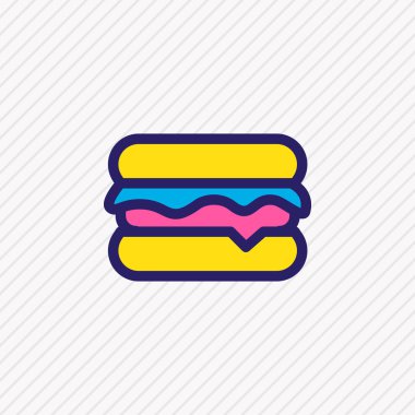 burger simge resmi satır renkli. Güzel eğlence öğesi de sandviç simgesi öğesi olarak kullanılabilir.