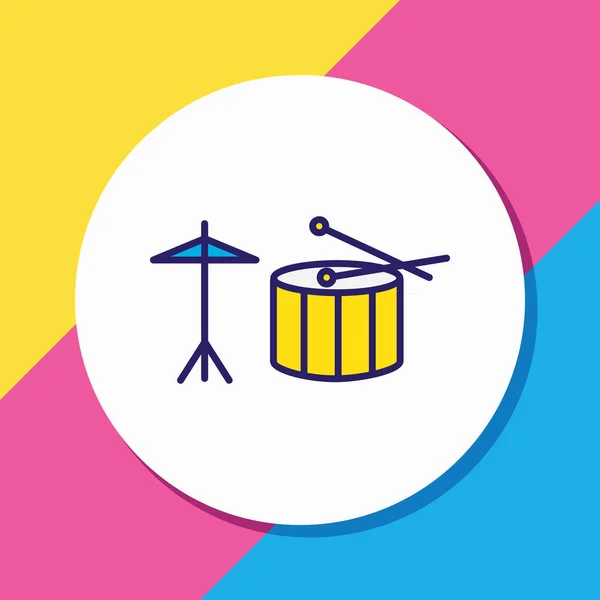 Afbeelding van het pictogram van de trommel gekleurde lijn. Mooie entertainment element kan ook gebruikt worden als percussie pictogram element. — Stockfoto