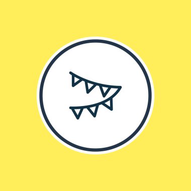 Bayrak simgesini çizgi vektör Illustration. Güzel parti öğesi de kiraz kuşu simgesi öğesi olarak kullanılabilir.