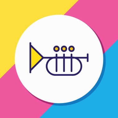 Trompet simge vektör çizim satırı renkli. Güzel faaliyetler öğesi de 