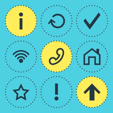 9 üye simgeler vektör Illustration. Düzenlenebilir bilgiler, yenileme, yukarı ve diğer kümesi simgesini öğeleri.