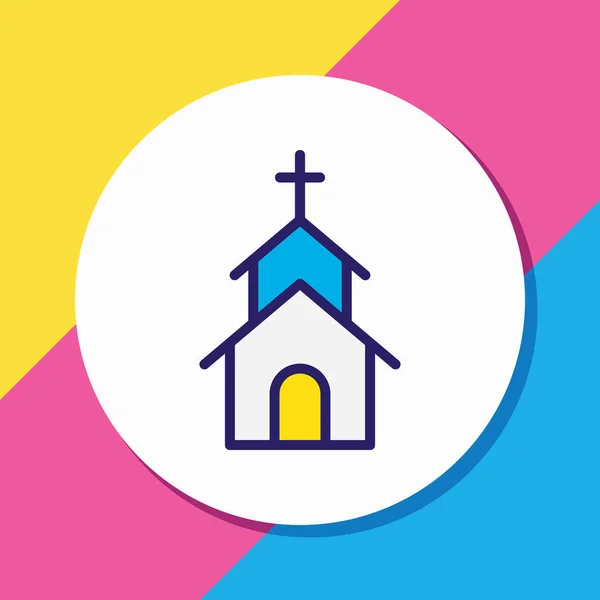 Abbildung der Kirche Ikone farbige Linie. schönes Infrastrukturelement kann auch als Kapellen-Icon-Element verwendet werden. — Stockfoto