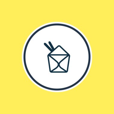 Çin yemeği simgesi çizgi vektör Illustration. Güzel kutlamak öğe aynı zamanda kullanılabilir makarna kutusu simgesini öğesi olarak.