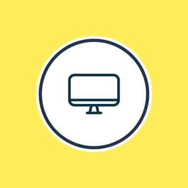 Monitör simgesini çizgi vektör Illustration. Güzel yaşam tarzı öğesi de simgesi öğesi görüntü olarak kullanılabilir.