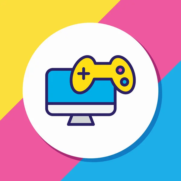 Ilustração vetorial de vídeo games ícone colorido linha. Elemento de entretenimento bonito também pode ser usado como elemento ícone gamepad. —  Vetores de Stock