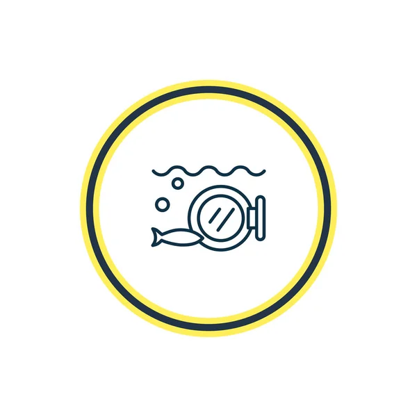 Ilustración vectorial de la línea de iconos de ojo de buey. Hermoso elemento marino también se puede utilizar como elemento icono ventana submarino . — Vector de stock