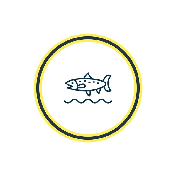 Ilustración vectorial de la línea icono de pescado de trucha. Hermoso elemento naval también se puede utilizar como elemento icono de bacalao . — Vector de stock