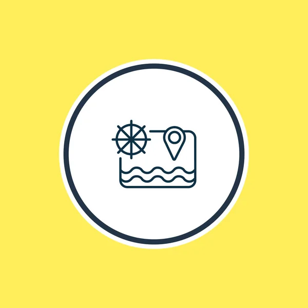 Ilustración de la línea de icono del mapa del mar. Hermoso elemento náutico también se puede utilizar como elemento icono de destino . — Foto de Stock