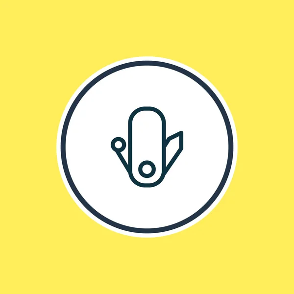 illustration of swiss knife icon line. Beautiful camp element also can be used as corkscrew icon element.