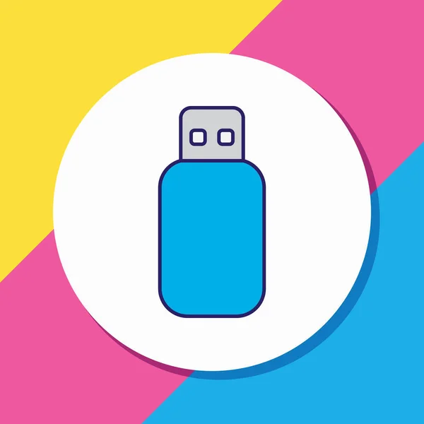 Vector illustration of flash drive icon colored line. Beautiful computer element also can be used as usb card icon element.