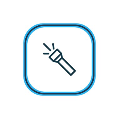 Flash simgesi çizgi vektör Illustration. Güzel kamp öğesi de el feneri simgesi öğesi olarak kullanılabilir.