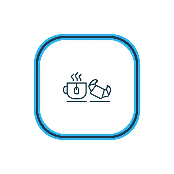 Ilustración vectorial de té con línea de iconos de croissant. Hermoso elemento turístico también se puede utilizar como elemento icono del desayuno . — Vector de stock