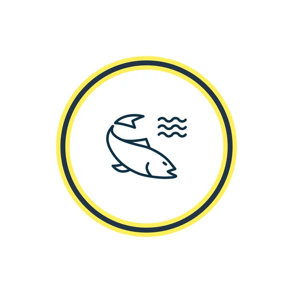 Somon Simgesi Çizgi Vektör Illustration Güzel Deniz Öğesi Levrek Simgesi — Stok Vektör