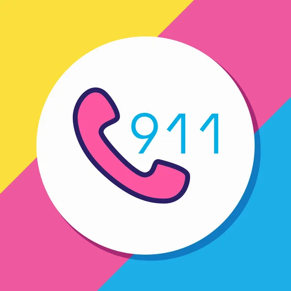 Vector illustration of 911 icon colored line. Beautiful necessity element also can be used as call icon element. — Stock Vector