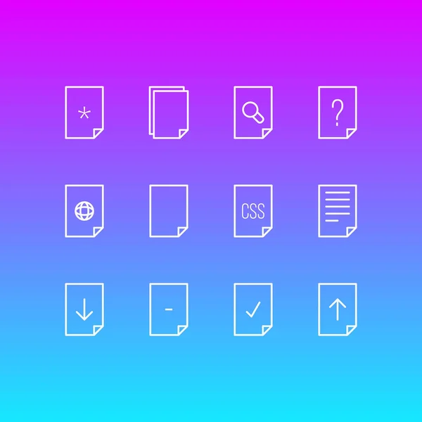 Illustration of 12 paper icons line style. Editable set of download, web, empty and other icon elements. — Stock Photo, Image