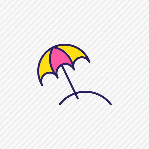 Ilustración de la línea de color icono sombrilla de playa. Hermoso elemento de viaje también se puede utilizar como elemento icono parasol . — Foto de Stock