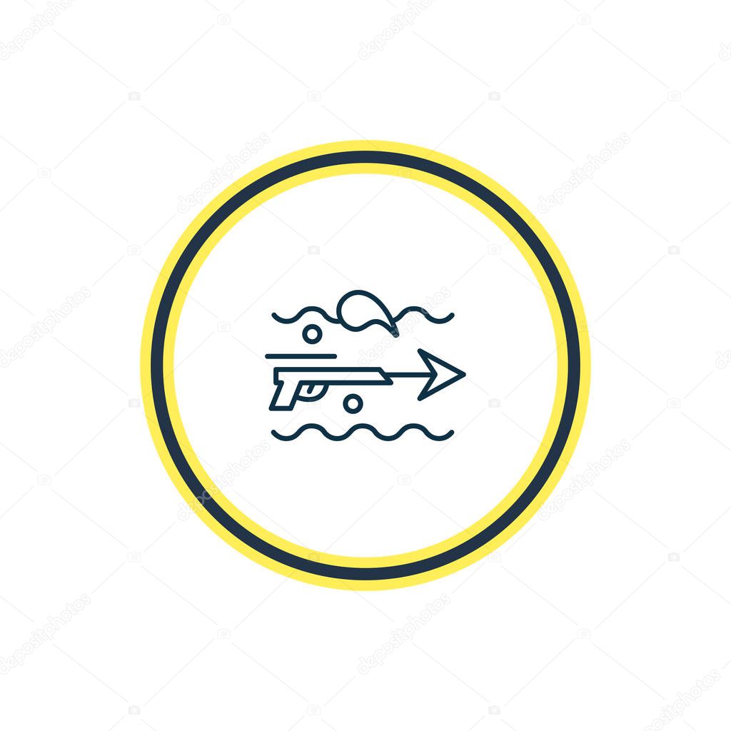 Vector illustration of harpoon gun icon line. Beautiful sea element also can be used as underwater icon element.