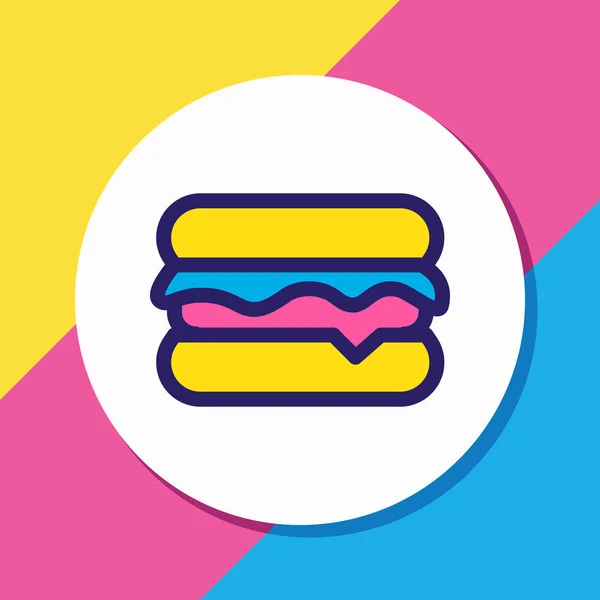Vektorové ilustrace burger ikony barevné čáry. Krásný koníček element lze použít také jako sendvičový prvek ikonu. — Stockový vektor