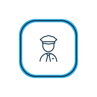 Güvenlik görevlisi simgesi satır Illustration. Güzel otel öğesi de polis simgesi öğesi olarak kullanılabilir.