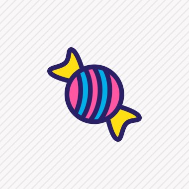 Şeker simge vektör çizim satırı renkli. Güzel yemek öğesi de bonbon simgesi öğesi olarak kullanılabilir.