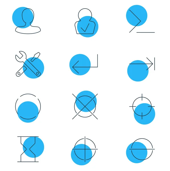 Illustration du style de ligne des 12 icônes d'interface. Jeu modifiable de capture d'écran, d'entrée, de membre confirmé et d'autres éléments d'icône . — Photo