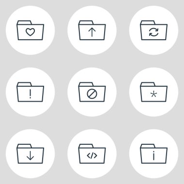 9 belge simgeleri çizgi stili vektör Illustration. Düzenlenebilir küme yenileme, önemli, yükleme ve diğer simge öğeleri.