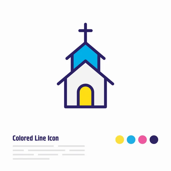 Ilustração vetorial do ícone da igreja linha colorida. Elemento público bonito também pode ser usado como elemento ícone da capela . —  Vetores de Stock