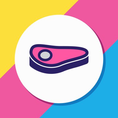 Biftek simge vektör çizim satırı renkli. Güzel yemek öğesinin de et simgesini öğesi olarak kullanılabilir.