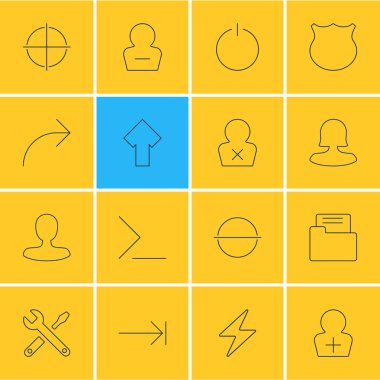 16 arabirim simgeler çizgi stili vektör Illustration. Düzenlenebilir kümesi Kullanıcı, erkek Kullanıcı, onarım ve diğer simge öğeleri ekleyin.