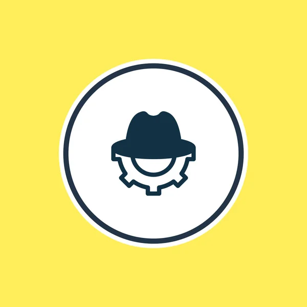 Illustrazione della linea di icone SEO blackhat. Bellissimo elemento pubblicitario può anche essere utilizzato come fedora con elemento icona ingranaggio . — Foto Stock