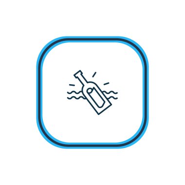 Not simgesi hattı ile şişe Illustration. Güzel deniz öğesi de reddedilmiş simgesi öğesi olarak kullanılabilir.