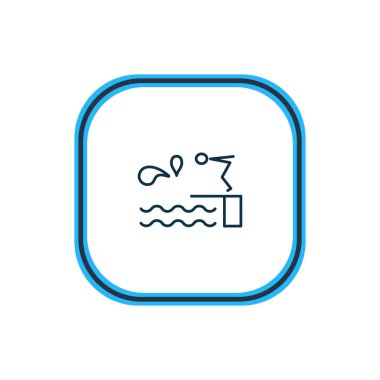 Tramplen simgesi çizgi vektör Illustration. Güzel deniz öğesi de yüzme havuzu simgesi öğesi olarak kullanılabilir.