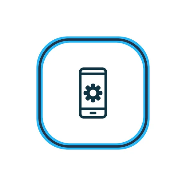 Illustrazione vettoriale dell'impostazione della linea di icone. Bellissimo elemento smartphone può anche essere utilizzato come elemento icona ruota dentata . — Vettoriale Stock