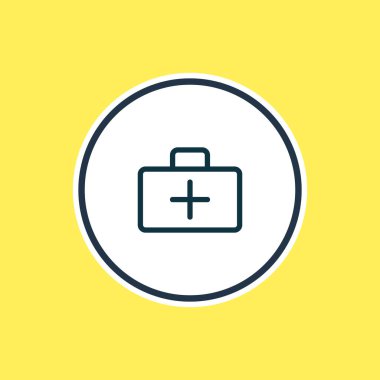 Tıp Icon çizgi vektör Illustration. Güzel kamp öğesi de ilk yardım kutusu simgesini öğesi olarak kullanılabilir.