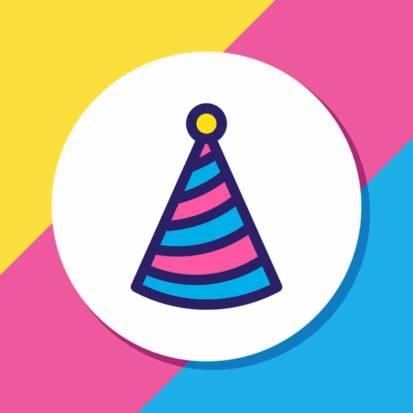Ilustración de la línea de color del icono del sombrero de fiesta. Hermoso elemento de vacaciones también se puede utilizar como elemento icono de la tapa . — Foto de Stock
