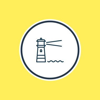 Deniz feneri simgesi satır Illustration. Güzel deniz öğesi de sahil simgesi öğesi olarak kullanılabilir.